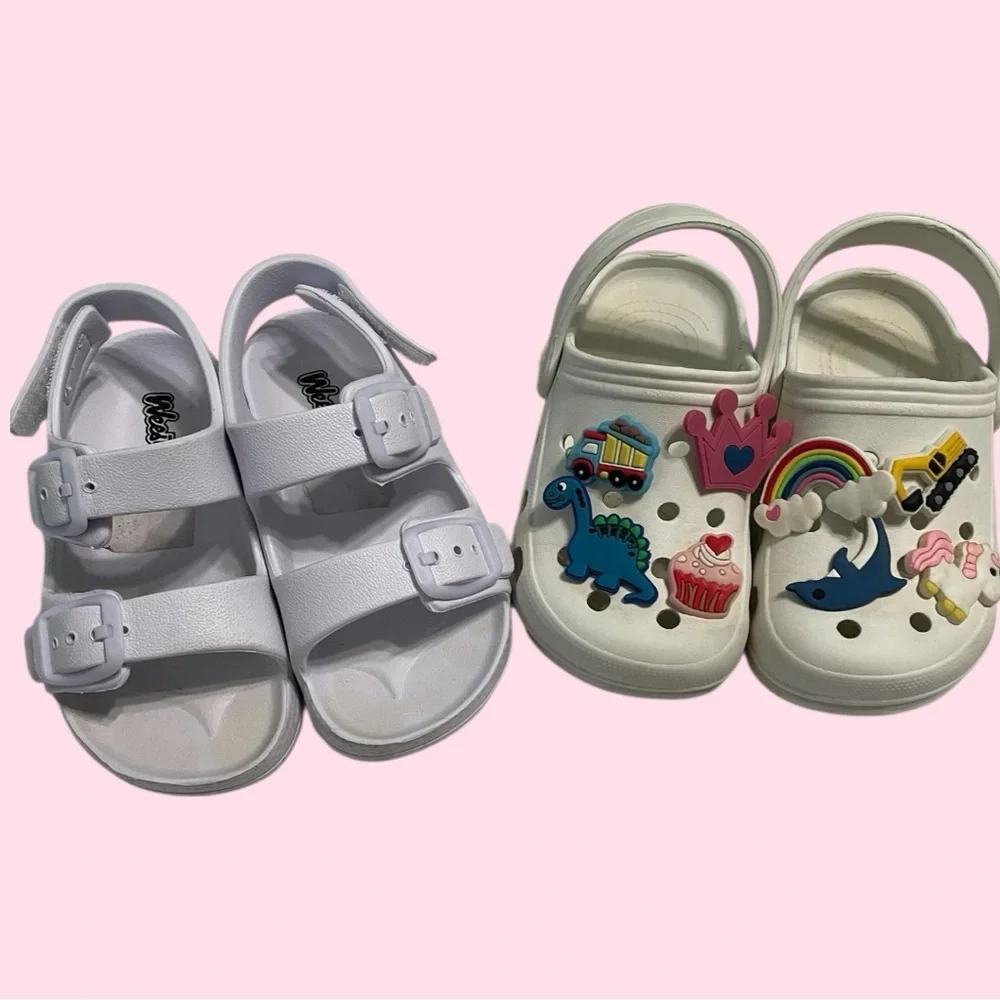 Cream and White Water Shoes with Fun Designs Set of 2